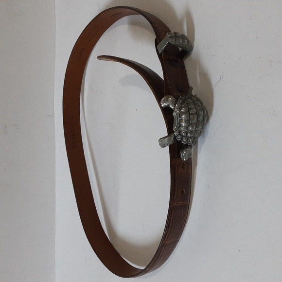 Vintage Hartnell women belt turtle buckle y2k leather brown animal  printed M - Picture 7 of 8